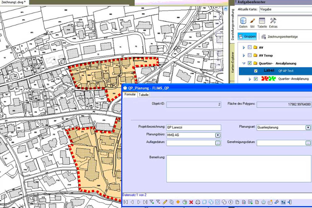 Screenshot Geoinformationssystem GIS
